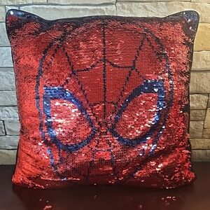 Marvel Comics Spiderman/Spider Emblem Reversible Sequin Flip Pillow 15 x 15